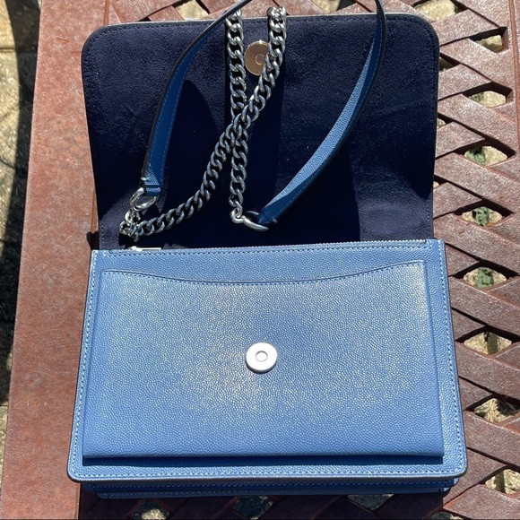 NWT COACH Klare Blue/Silver Leather Chain Strap Crossbody Shoulder Bag. - Picture 9 of 15